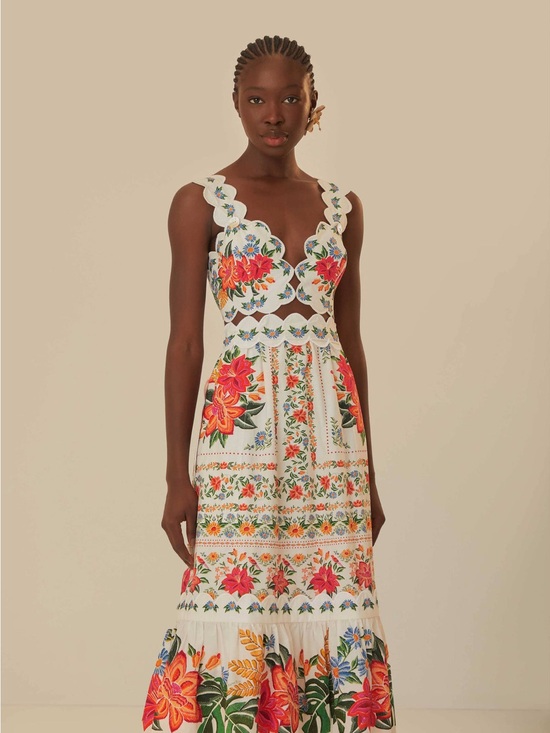FARM Rio Dresses & Skirts - Farm Rio Off-White Bloom Garden Maxi Dress
